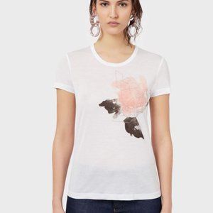 EMPORIO ARMANI T-shirt eagle print watercolor rose